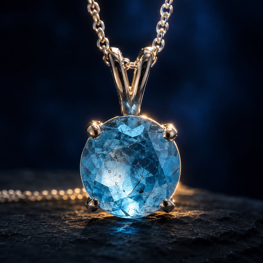 Blue Topaz Pendant 8 mm — Irradiated and then heated topaz. Two treatments, both listed separately.