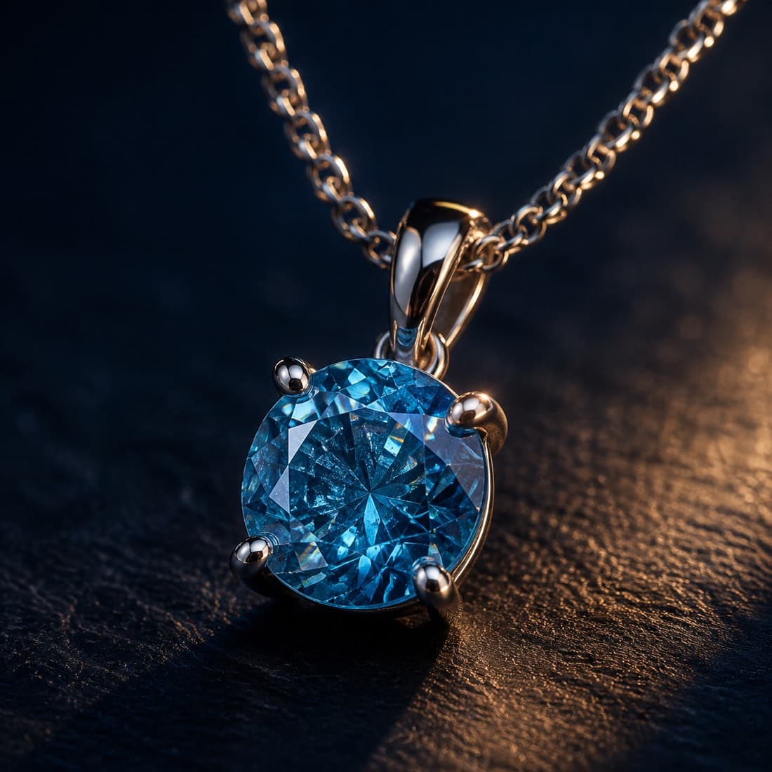 Blue Zircon Pendant 6 mm — Natural heated zircon — the mineral, not the manufactured lookalike.